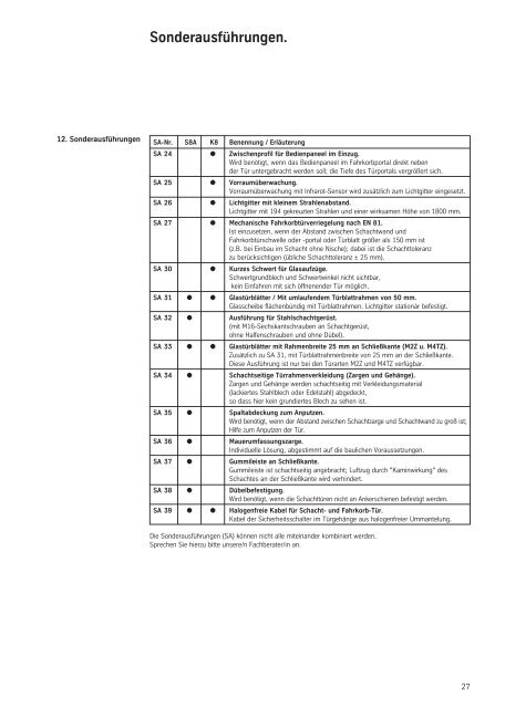 Comfort Tür S8A/K8. Planungshinweise und Projektierungsdaten.