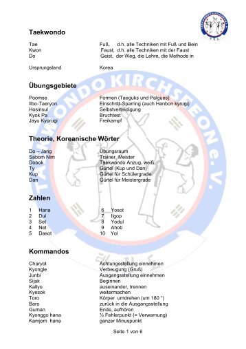 Sprache des Taekwondo - Taekwondo Kirchseeon eV