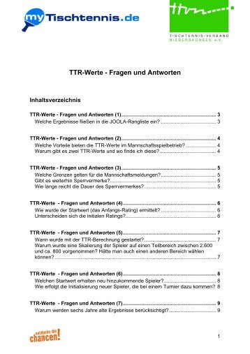 TTR-Werte - Fragen und Antworten - TSG Dissen