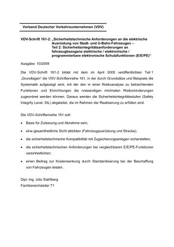 Verband Deutscher Verkehrsunternehmen (VDV) VDV-Schrift 161-2 ...