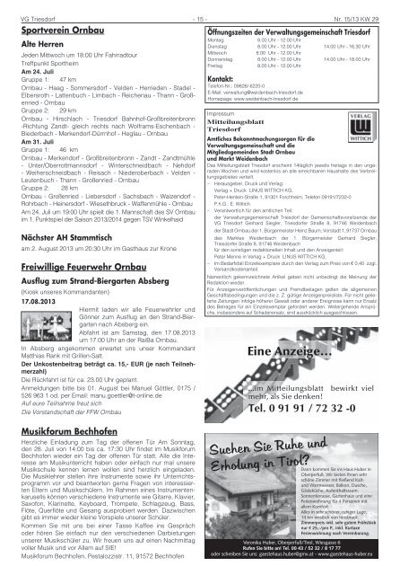 Mitteilungsblatt Nr. 15 vom 19.07.2013