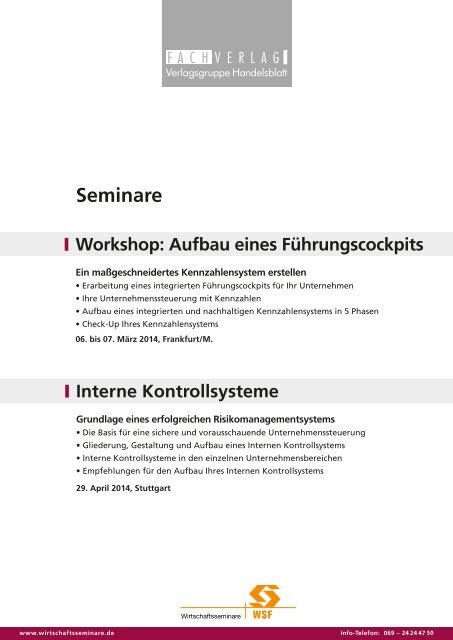 Interne Kontrollsysteme - WSF Wirtschaftsseminare