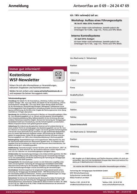 Interne Kontrollsysteme - WSF Wirtschaftsseminare