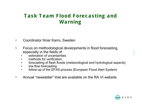 WMO RA VI – STRUCTURE AND WORK PROGRAMME 2009 - 2013