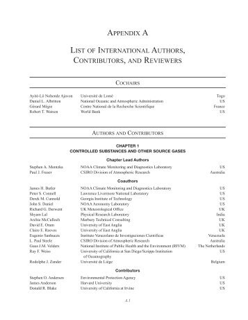 APPENDIX A LIST OF INTERNATIONAL AUTHORS ... - WMO