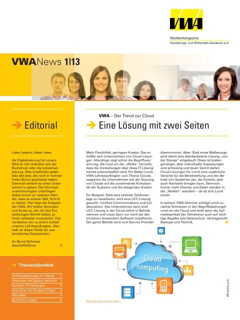 VWA-News 1/2013 - Württembergische Verwaltungs