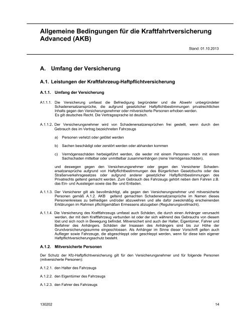 Versicherungs-Bedingungen Advanced - Janitos Versicherung AG