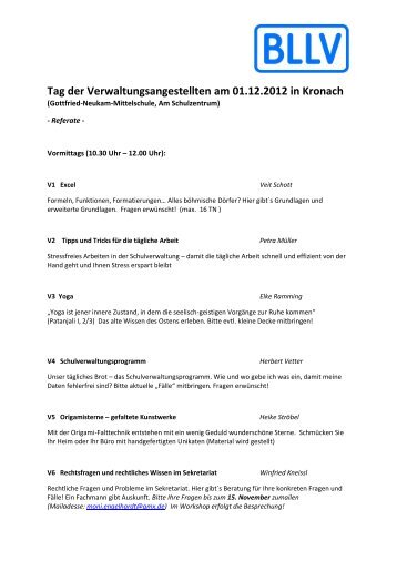 Tag der Verwaltungsangestellten am 01.12.2012 in Kronach - BLLV