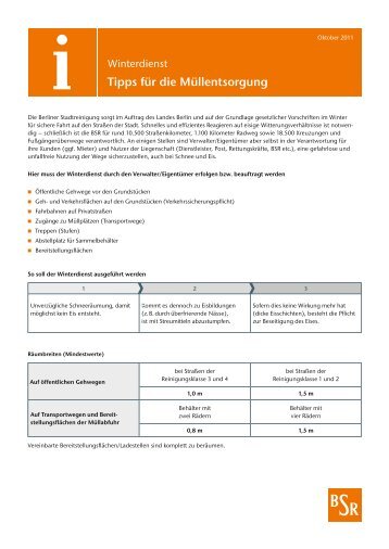 Infoblatt: Müllabfuhr im Winter - BSR