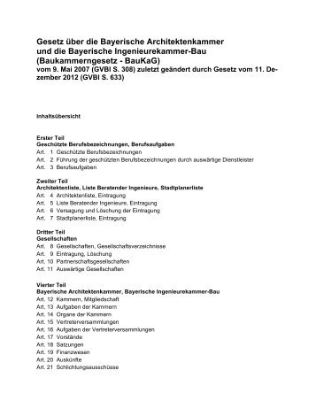 Baukammerngesetz - BauKaG - Bayerische Architektenkammer