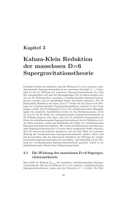 Kaluza-Klein Reduktion einer massiven D=6 ... - Desy