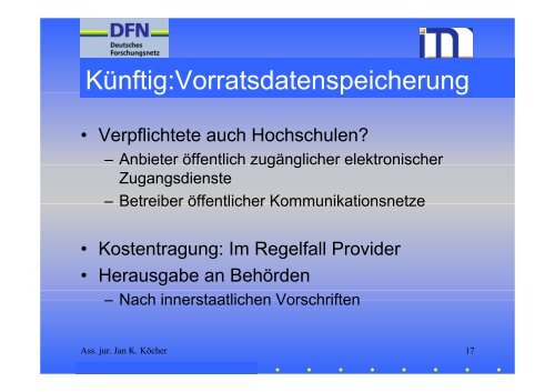 Welche Daten dürfen bzw. müssen Access-Provider speichern?