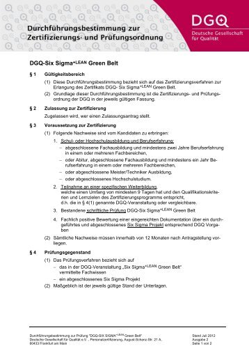 Durchführungsbestimmung - DGQ