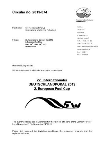 22. Internationaler Deutschlandpokal 2013 2. European ... - DLRG