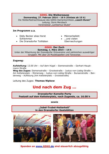 Faltblatt Haussammlung 2014 - Große Dransdorfer Karnevals ...