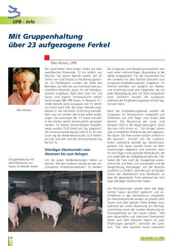 Mit Gruppenhaltung über 23 aufgezogene Ferkel - GFS ...