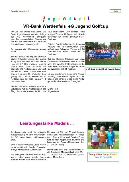 Infozeitschrift August 2013 - Golfclub Garmisch-Partenkirchen
