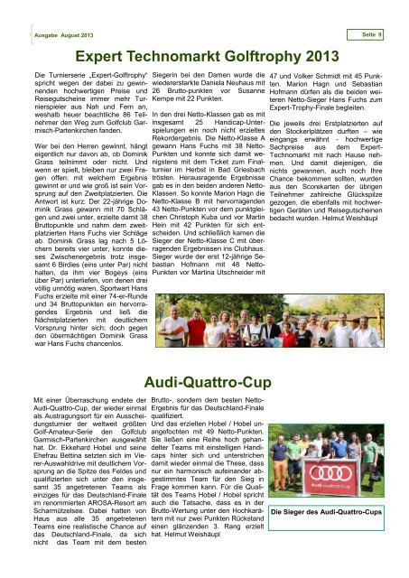 Infozeitschrift August 2013 - Golfclub Garmisch-Partenkirchen