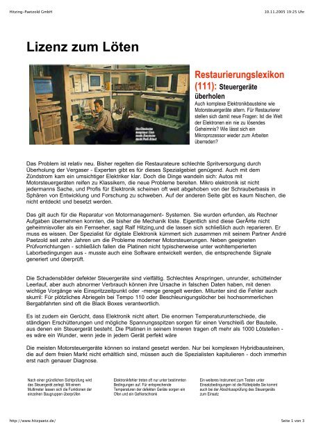 Lizenz zum Löten » motor-klassik-06-2001.pdf - Hitzing + Paetzold