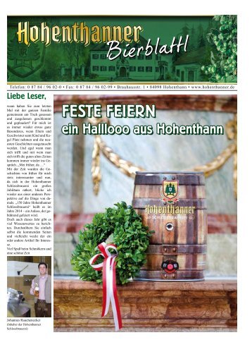 Hohenthanner Bierblatt - Hohenthanner Schlossbrauerei