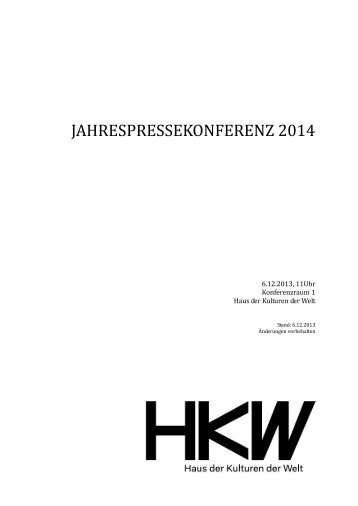 Pressemappe Jahresprogramm 2014, Detaillierte Informationen ...