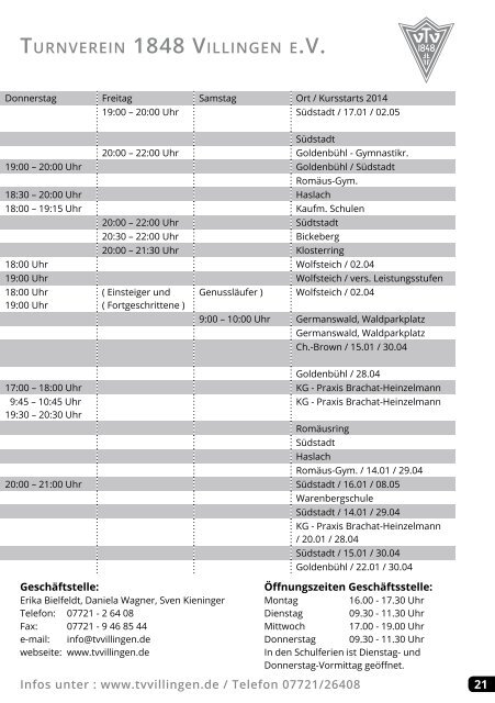 TV Programm 2014 1. Halbjahr - Turnverein 1848 Villingen e.V.