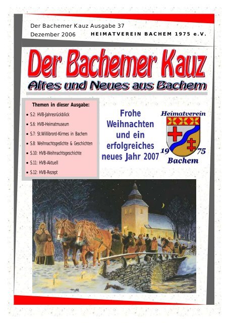 Ausgabe 37 - Dezember 2006 - HVB Heimatverein Bachem 1975 e.V.