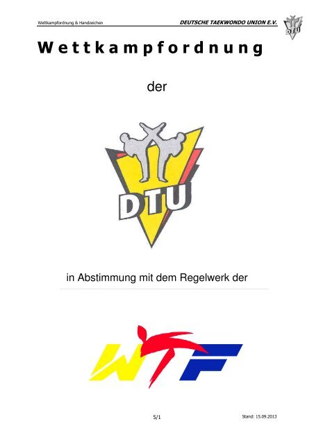 Wettkampfordnung der DTU - Deutsche Taekwondo Union