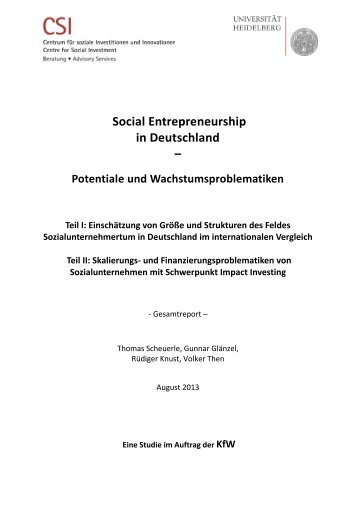 Studie: Social Entrepreneurship in Deutschland - KfW