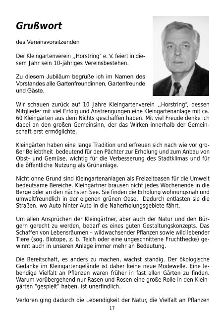 Festschrift 10 Jahre Kleingartenverein Horstring - Kleingarten im ...