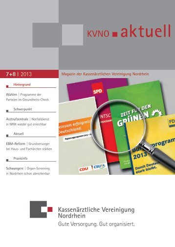 KVNO aktuell 7+8 | 2013 - Kassenärztliche Vereinigung Nordrhein