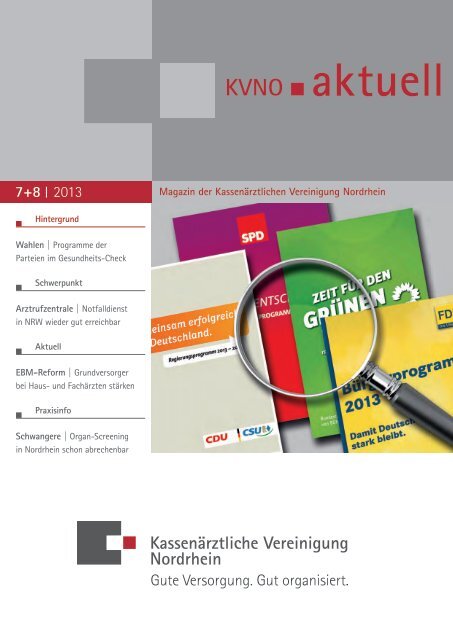 KVNO aktuell 7+8 | 2013 - Kassenärztliche Vereinigung Nordrhein