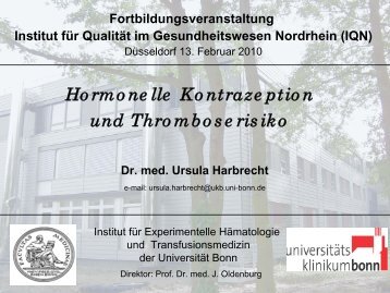Hormonelle Kontrazeption und Thromboserisiko (PDF, 750 KB) Dr ...