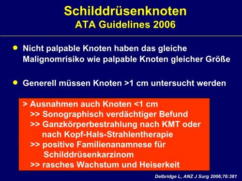 Indikation zur operativen Behandlung von Schilddrüsenerkrankungen