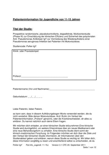 Patienteninformationen für Jugendliche