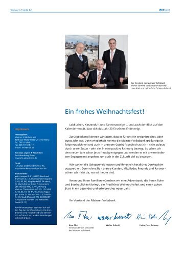 Vorwort von Uwe Abel und Inhaltsverzeichnis - Mainzer Volksbank eG