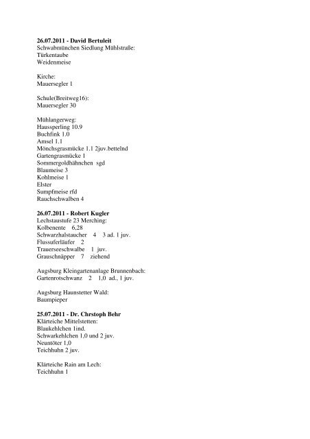 Aktuelle Beobachtungen 3. Quartal 2011