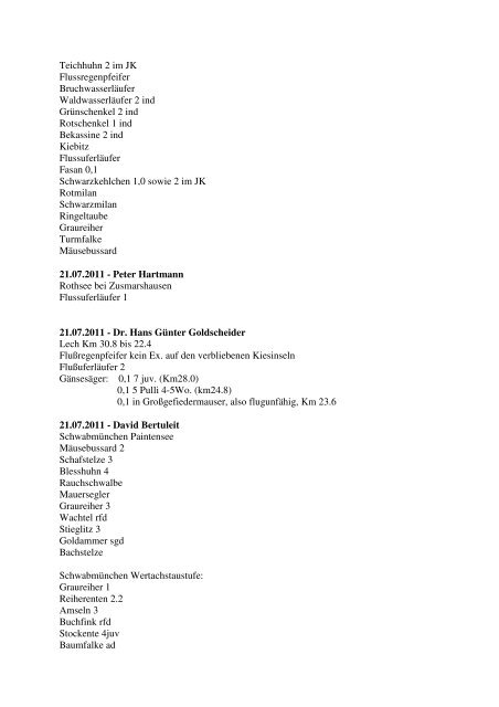 Aktuelle Beobachtungen 3. Quartal 2011