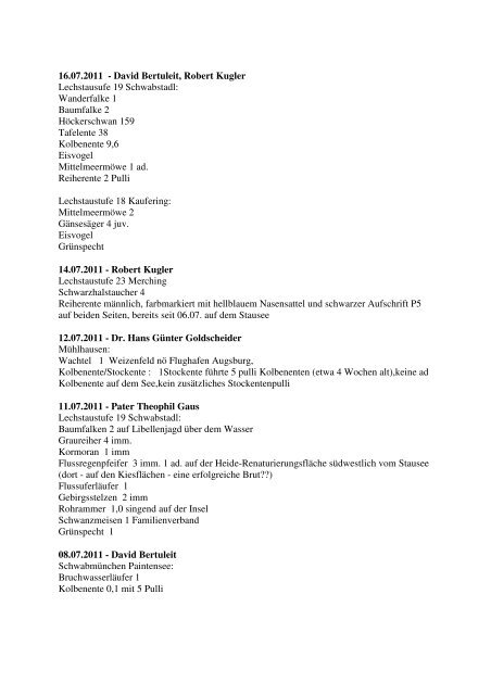 Aktuelle Beobachtungen 3. Quartal 2011