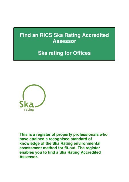 Find an RICS Ska Rating Accredited Assessor Ska rating for Offices
