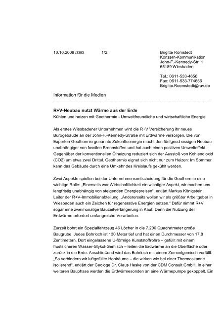 Information für die Medien - R+V Versicherung