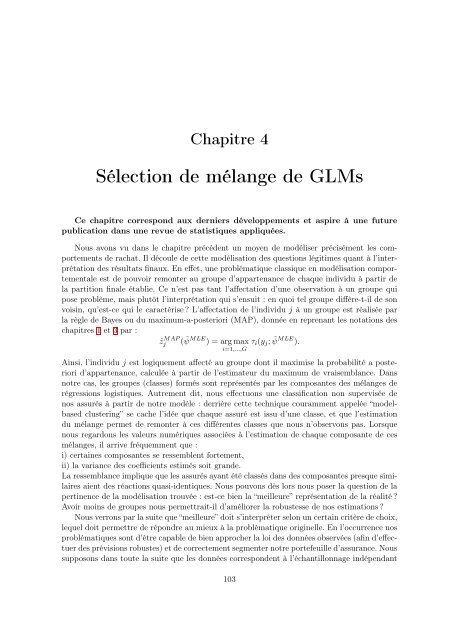 Mélanges de GLMs et nombre de composantes : application ... - Scor