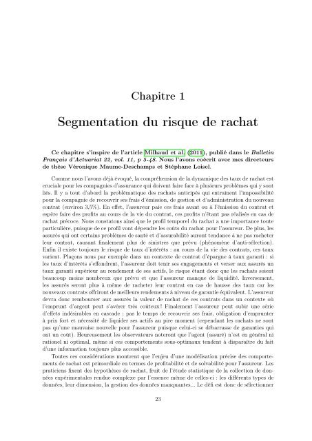 Mélanges de GLMs et nombre de composantes : application ... - Scor