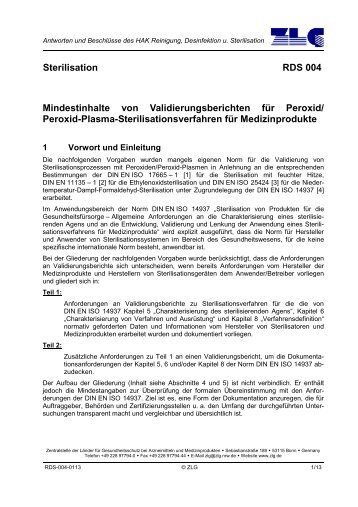 Sterilisation RDS 004 Mindestinhalte von ... - Spectaris