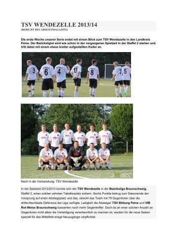 Bericht des Abseitsmagazins zum TSV Wendezelle - Saison 2013/14