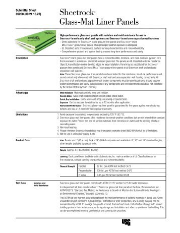 SHEETROCK® Brand Glass-Mat Liner Panel Submittal - WB2483