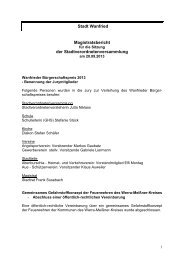 Magistratsbericht der Stadtverordnetenversammlung Stadt Wanfried