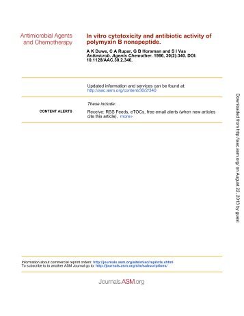 In Vitro Cytotoxicity and Antibiotic Activity of Polymyxin B Nonapeptide