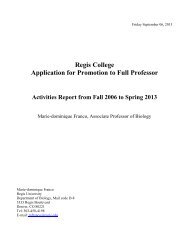 Regis College Application for Promotion to Full Professor Activities ...