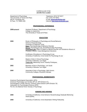 Curriculum Vitae - University of Texas at El Paso